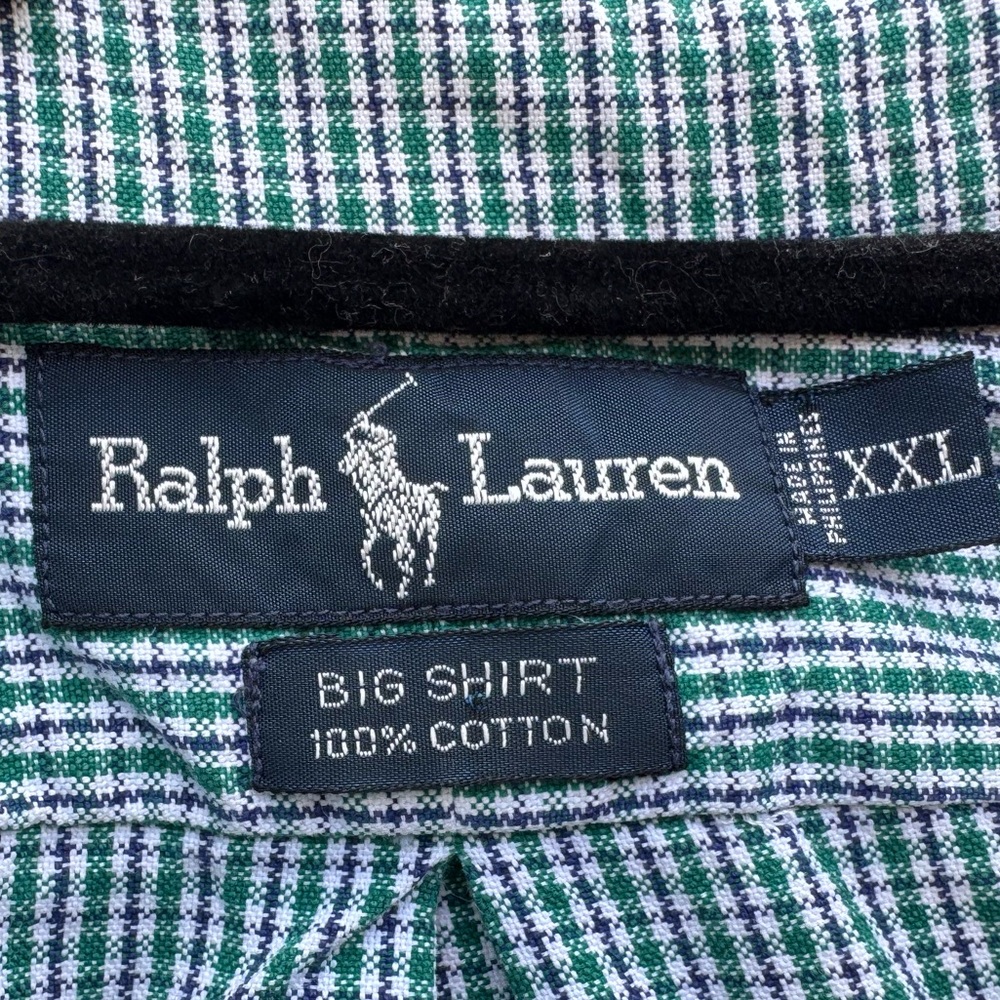 Ralph Lauren Green & Blue‎ Checkered Men's Button Down Shirt XXL (2XL) - Picture 5 of 8